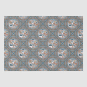 Papier Mousseline Mocha & Accent Abstrait Turquoise Mandala Diamond