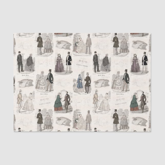 Papier Mousseline Mode française vintage d'élégance démodée (Recto)