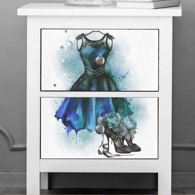 Papier Mousseline Mode Goth | Robe Bleue à talons hauts (Créateur téléchargé)