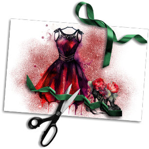 Papier Mousseline Mode Goth Robe rouge avec talons hauts Abstraits