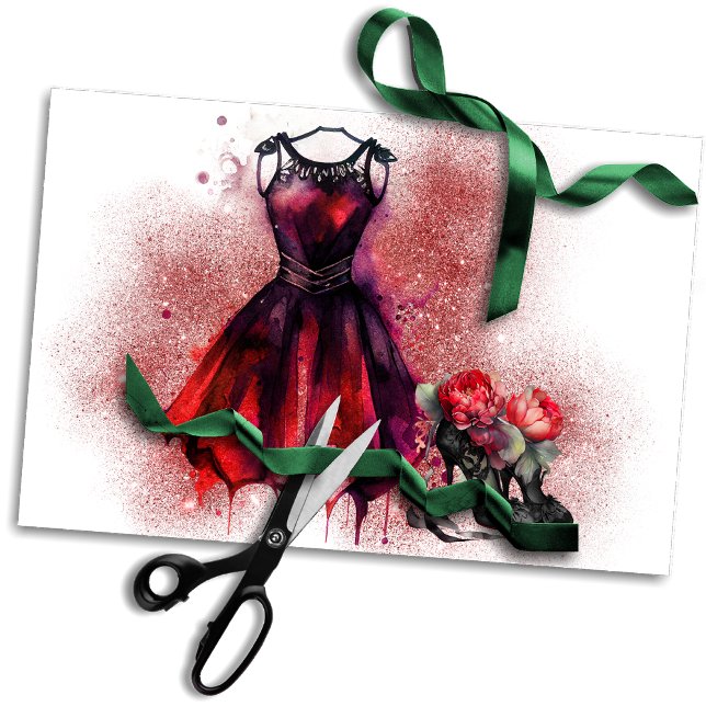 Papier Mousseline Mode Goth | Robe rouge avec talons hauts Abstraits (Créateur téléchargé)