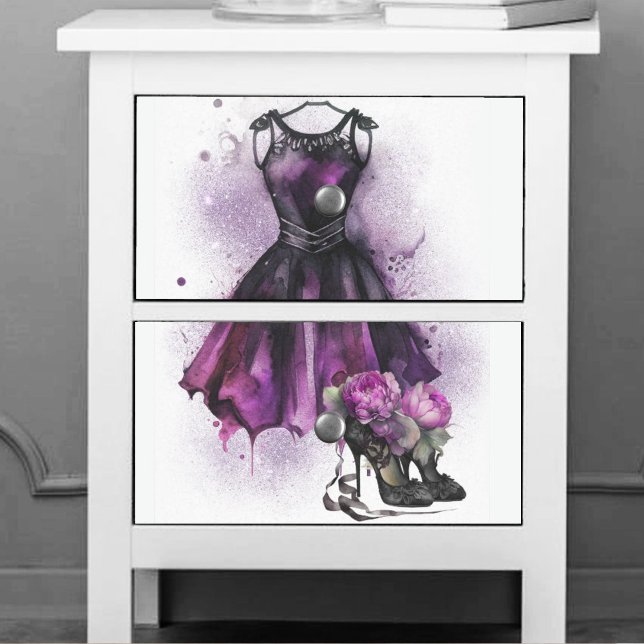 Papier Mousseline Mode Goth | Robe violette avec haut talons plat (Créateur téléchargé)