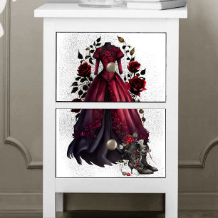 Papier Mousseline Mode gothique Robe victorienne et bottes de talon 