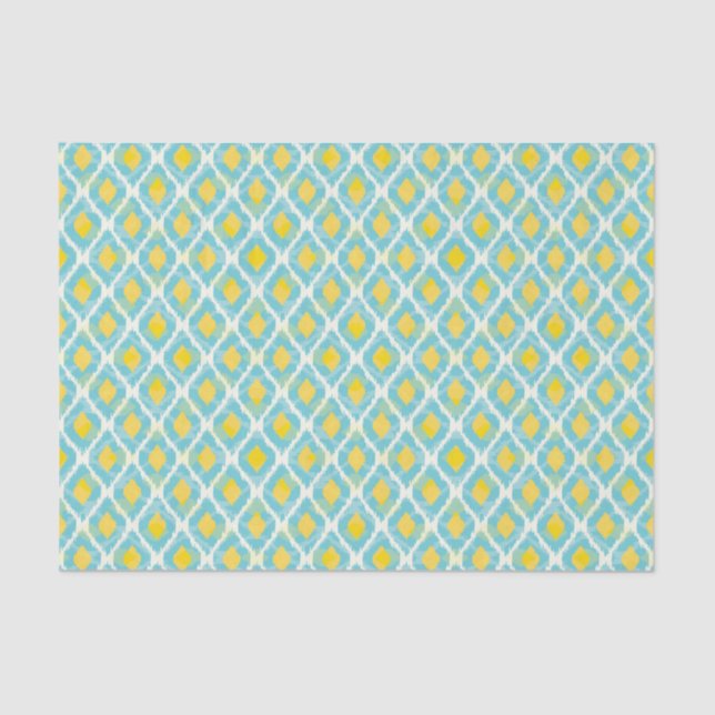 Papier Mousseline Mode tribal moderne ikat blue-jaunat (Recto)