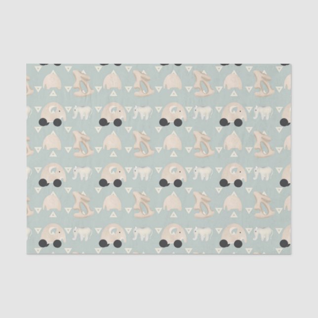 Papier Mousseline Modèle bébé éléphant vert (Recto)