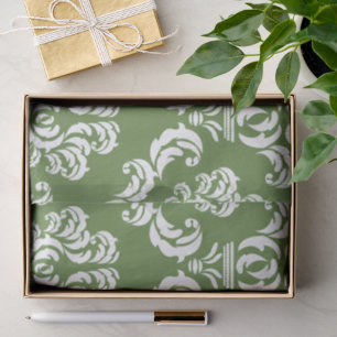 Papier Mousseline Modèle Damask, Damask vert, Damask français