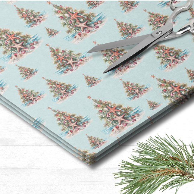 Papier Mousseline Modèle d'Arbre de Noël de Plage (Beach Christmas Tree Pattern Tissue Paper)