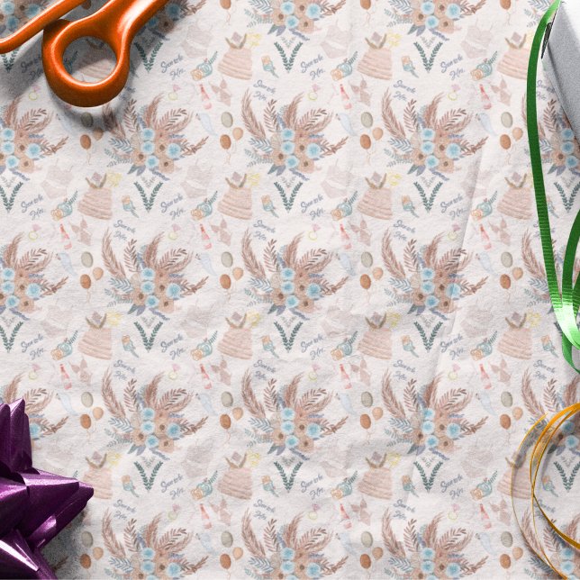 Papier Mousseline Modèle de Baby Shower Bohème pour une Mariée (Créateur téléchargé)