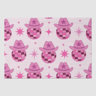 Papier Mousseline Modèle de chapeau de cowgirl disco rose avec des é