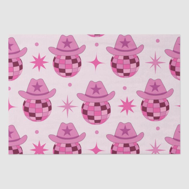 Papier Mousseline Modèle de chapeau de cowgirl disco rose avec des é (Recto)