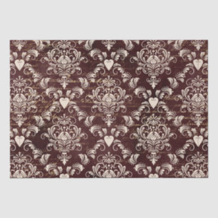 Papier Mousseline Modèle de damas gothique Brown et crème