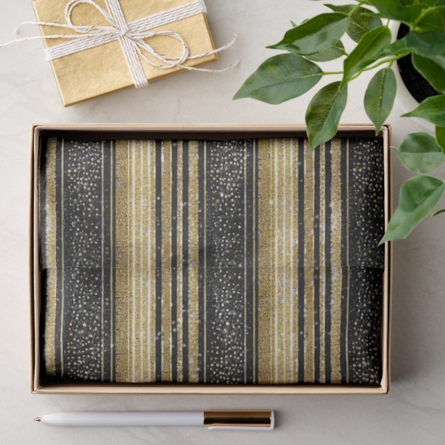 Papier Mousseline Modèle de Noël Black Gold#28 ID1009 (Cadeau)