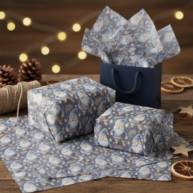 Papier Mousseline Modèle de Noël Blue Gold #11 ID1009 (Créateur téléchargé)