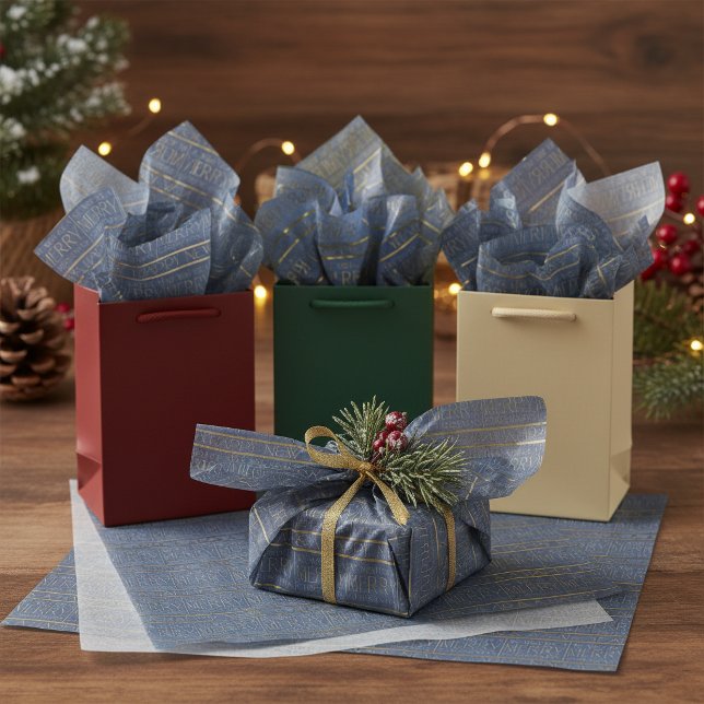 Papier Mousseline Modèle de Noël Blue Gold #34 ID1009 (Créateur téléchargé)