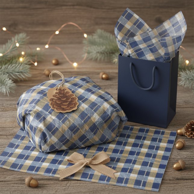 Papier Mousseline Modèle de Noël Blue Gold #7 ID1009 (Créateur téléchargé)