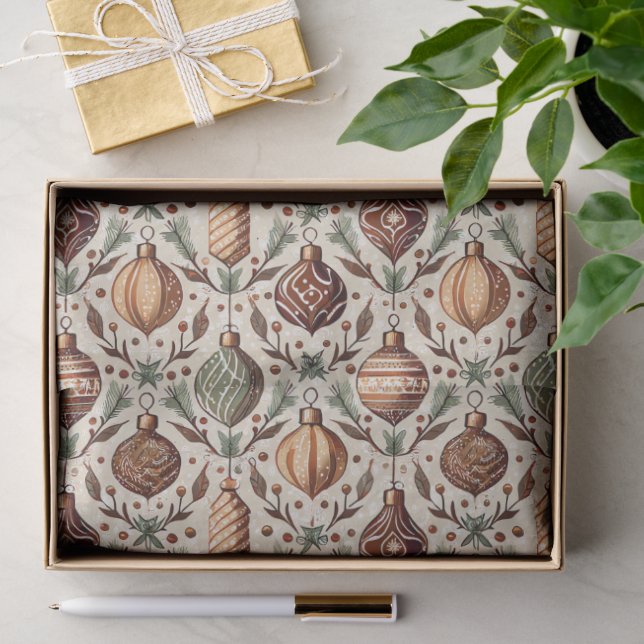 Papier Mousseline Modèle de Noël Earth Tones#12 ID1009 (Cadeau)