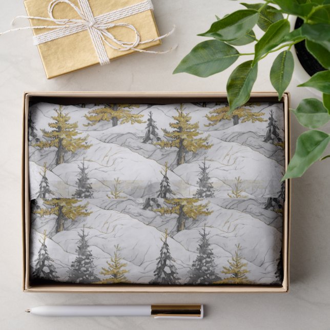Papier Mousseline Modèle de Noël en or noir #4 ID1009 (Cadeau)