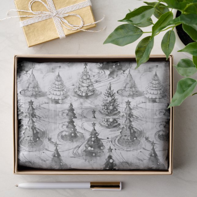 Papier Mousseline Modèle de Noël noir #3 ID1009 (Cadeau)