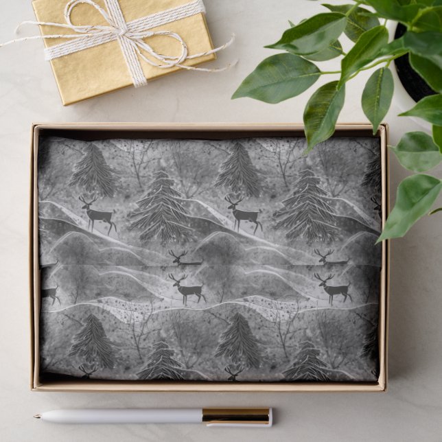 Papier Mousseline Modèle de Noël noir et blanc #13 ID1009 (Cadeau)