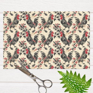 Papier Mousseline Modèle de poulet vintage Coq Vieilli