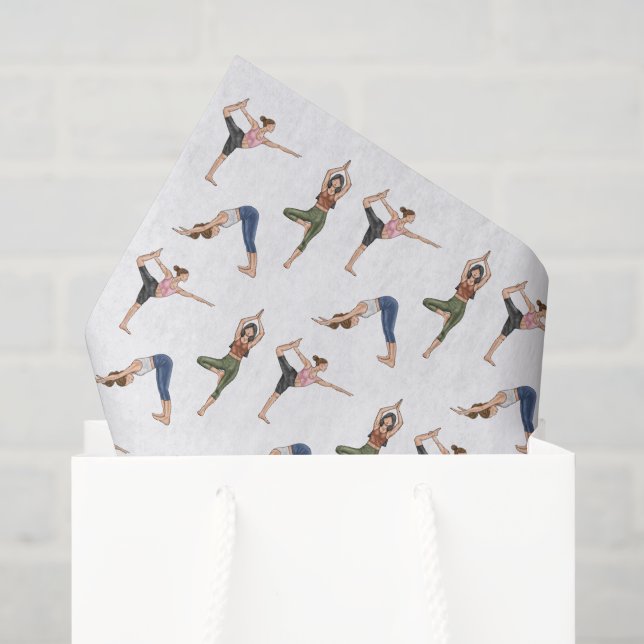Papier Mousseline Modèle de yoga femmes forme bien-être (Sac cadeau)