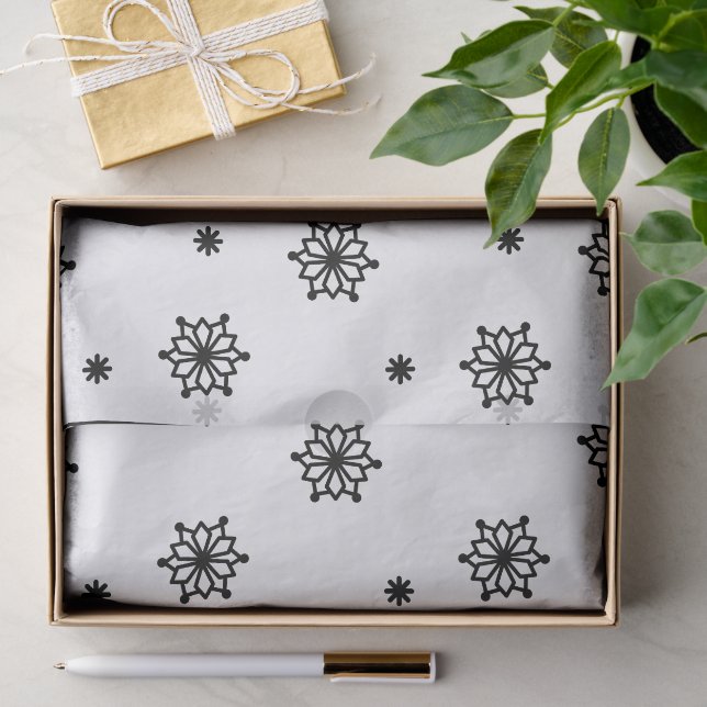 Papier Mousseline Modèle flocon de neige noir et blanc (Cadeau)