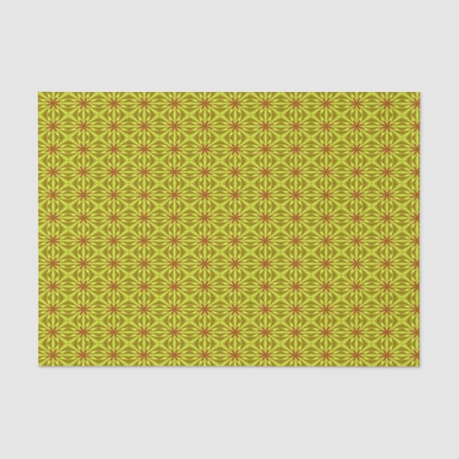 Papier Mousseline Modèle Floral Abstrait Jaune Et Orange (Recto)