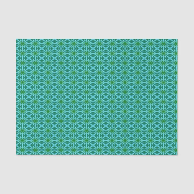 Papier Mousseline Modèle Floral Abstrait turquoise Et Vert (Recto)