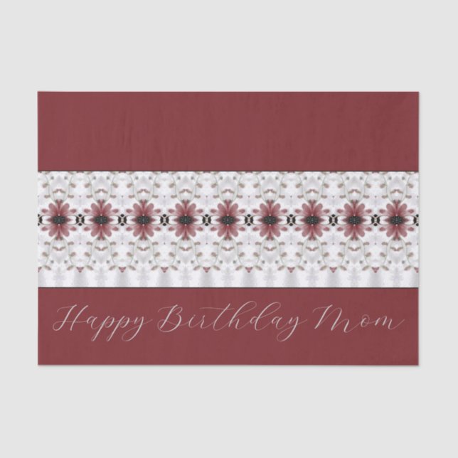 Papier Mousseline Modèle floral Bourgogne (Recto)