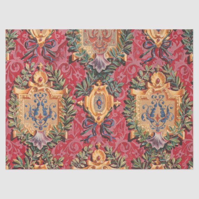 Papier Mousseline Modèle Floral Français Antique (Recto)