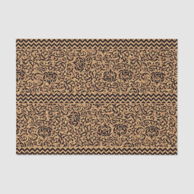 Papier Mousseline Modèle Floral Or Renaissance italienne (Recto)