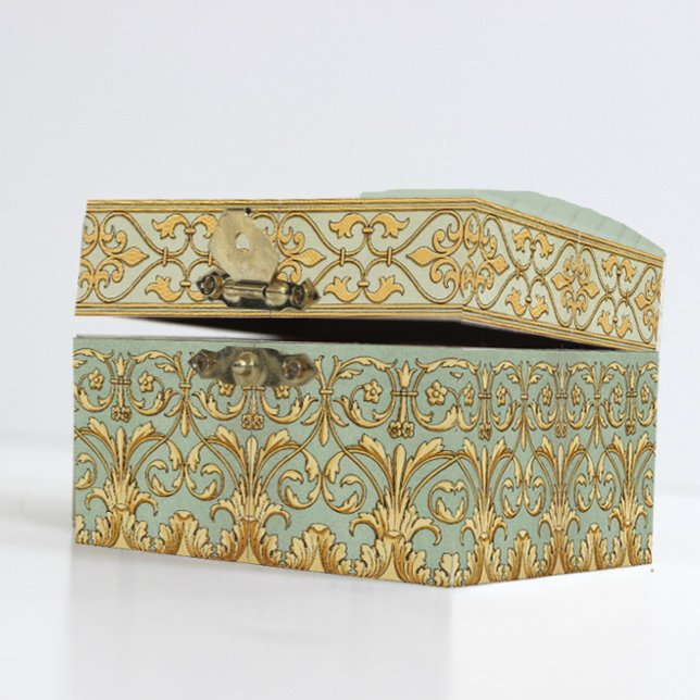 Papier Mousseline Modèle Floral Orné Or Bleu Français Découpage (Créateur téléchargé)