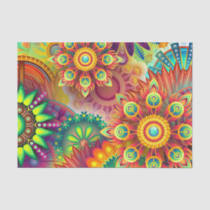 Papier Mousseline Modèle floral psychédélique