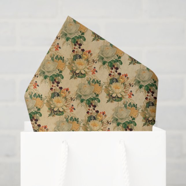 Papier Mousseline Modèle Floral vintage (Sac cadeau)