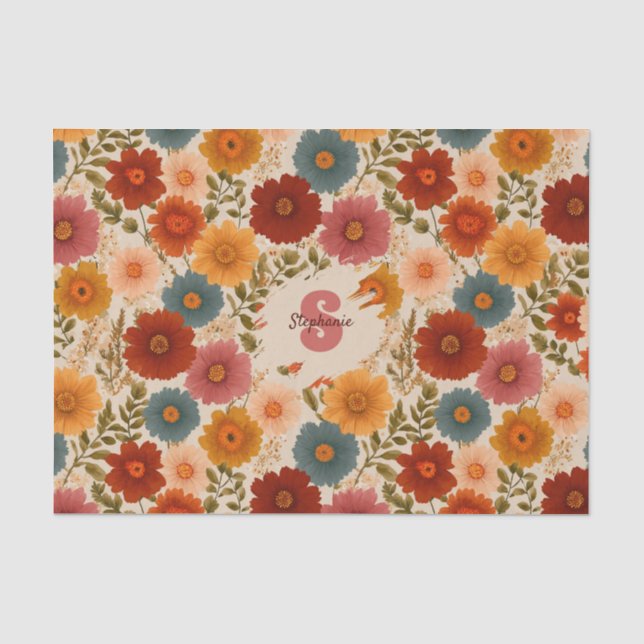Papier Mousseline Modèle floral vintage (Recto)