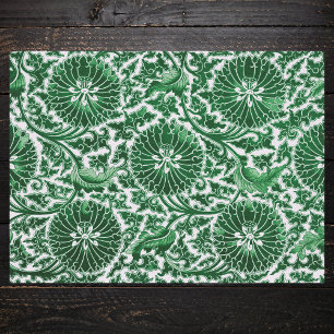 Papier Mousseline Modèle floral vintage vert