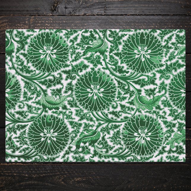 Papier Mousseline Modèle floral vintage vert (Créateur téléchargé)
