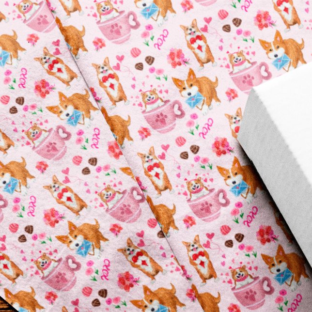 Papier Mousseline Modèle Joyeuse Saint-Valentin Corgi  (Créateur téléchargé)