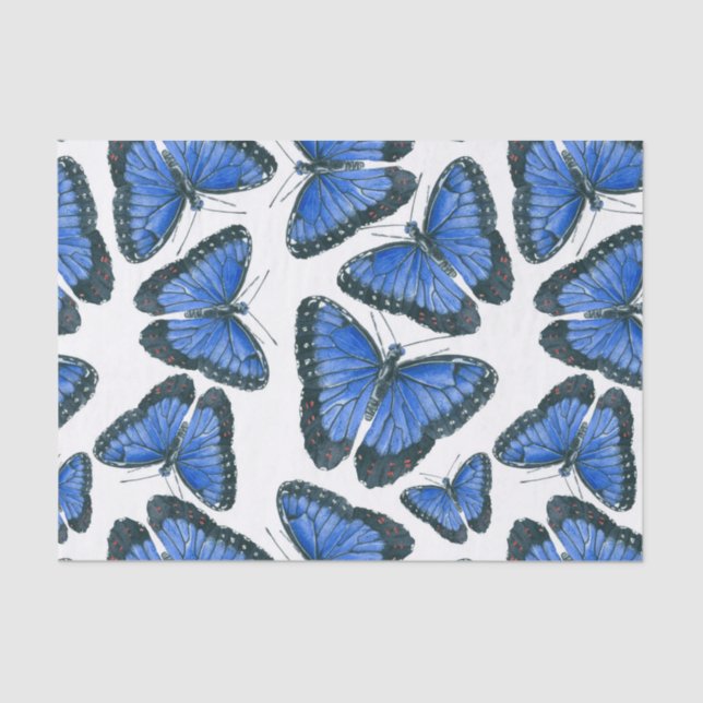 Papier Mousseline Modèle motif de papillon bleu morpho (Recto)