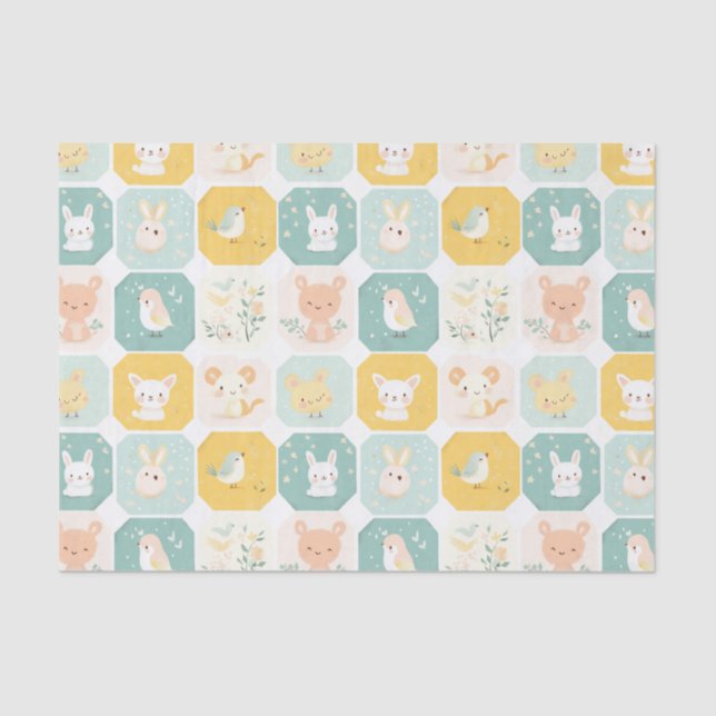 Papier Mousseline Modèles de collage adorables pour animaux (Recto)