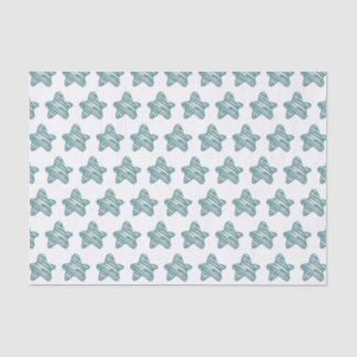 Papier Mousseline Modern Blue Star Sketch Pattern
