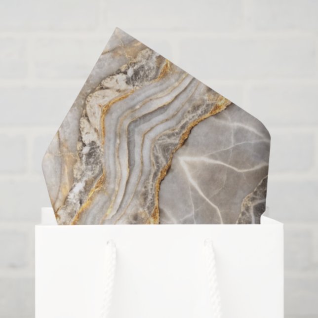 Papier Mousseline Modern Cracked Gold  marble (Sac cadeau)