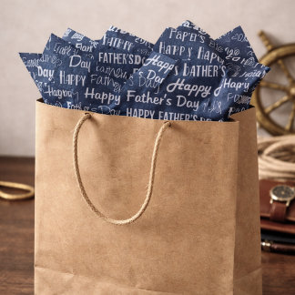 Papier Mousseline Modern Navy Blue White Typography Father’s Day