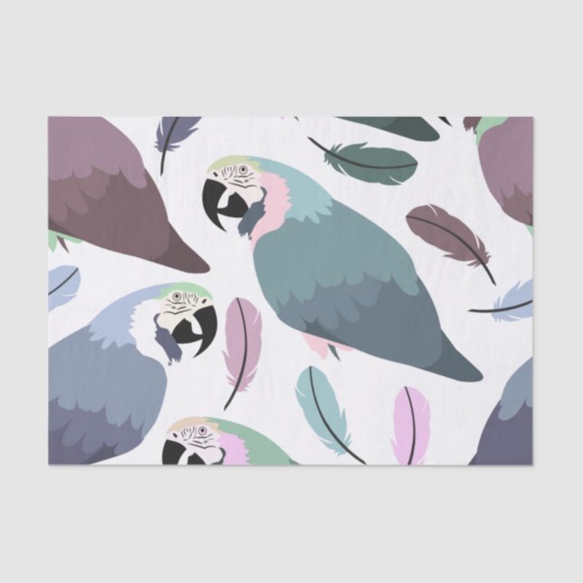 Papier Mousseline Modern Parrots Tropical Pattern  (Recto)