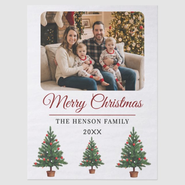 Papier Mousseline Modern Personalized Family Photo Christmas  (Recto)