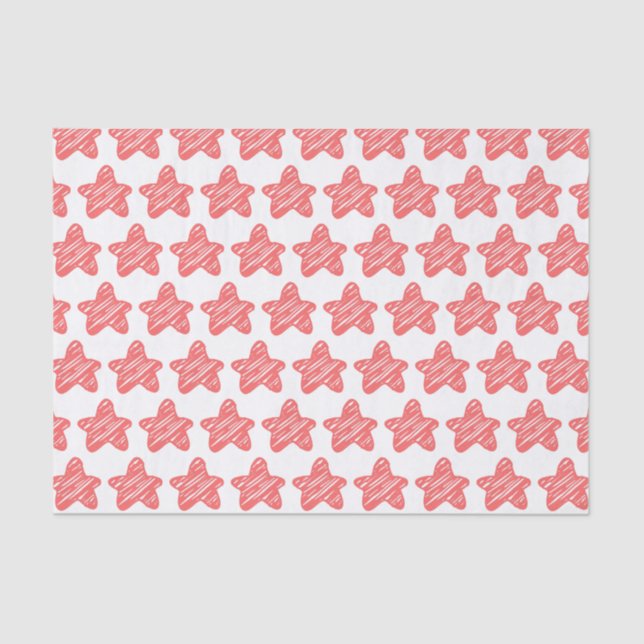 Papier Mousseline Modern Pink Star Sketch Pattern (Recto)