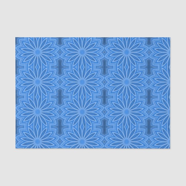 Papier Mousseline Moderne Blue Floral Fleurs Design Découpage (Recto)
