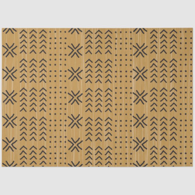 Papier Mousseline Moderne Brown Motif africain en tissu boueux (Recto)
