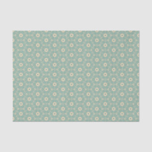 Papier Mousseline Moderne Disque Turquoise Sable Floral Géométrique