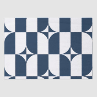 Papier Mousseline Moderne du milieu du siècle bleu et blanc